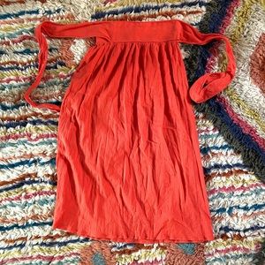 APIECE APART gauzy coral cotton skirt with wrap tie waist.